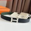 Replica Hermes H Reversible 32MM Belt with Matte Buckle in Blue Clemence Leather 6