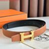 Replica Hermes H Reversible Belt 32MM in Chocolate Clemence Leather 8