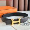 Replica Hermes H Reversible Belt 32MM in Chocolate Clemence Leather
