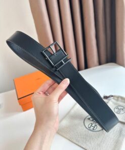 Replica Hermes Nathan 40MM Belt with Matte Buckle in Black Clemence Leather 2