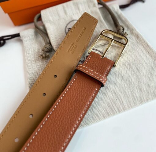 Replica Hermes Romain 35MM Belt in Gold Clemence Leather 4