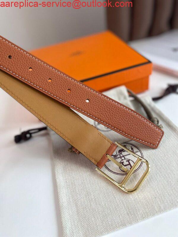 Replica Hermes Romain 35MM Belt in Gold Clemence Leather 5
