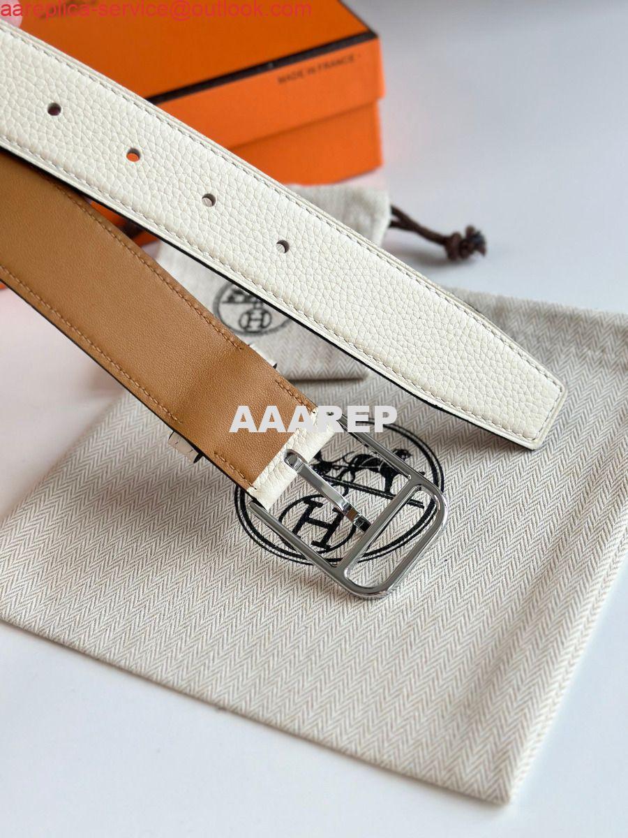 Replica Hermes Romain 35MM Belt in Craie Clemence Leather 5 Replica Hermes Romain 35MM Belt in Craie Clemence Leather 5