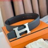 Replica Hermes H Reversible Belt 38MM in Grey and Black Epsom Leather 7