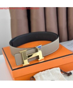 Replica Hermes H Reversible Belt 38MM in Grey and Black Epsom Leather