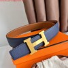 Replica Hermes H Reversible Belt 38MM in Grey and Black Epsom Leather 6