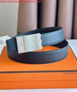 Replica Hermes Typo Reversible Belt 32MM in Black Epsom Calfskin