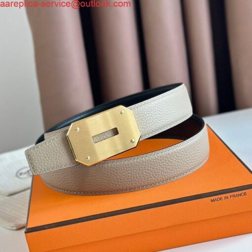 Replica Hermes Neo Reversible Belt 32MM in Trench Clemence Leather