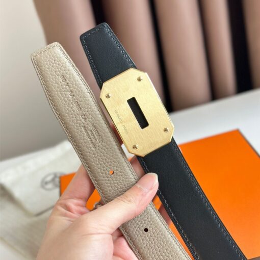 Replica Hermes Neo Reversible Belt 32MM in Trench Clemence Leather 7
