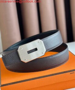Replica Hermes Neo Reversible Belt 32MM in Chocolate Clemence Leather