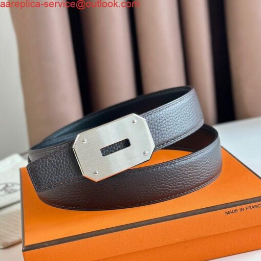 Replica Hermes Neo Reversible Belt 32MM in Chocolate Clemence Leather