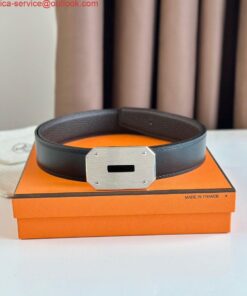 Replica Hermes Neo Reversible Belt 32MM in Chocolate Clemence Leather 2