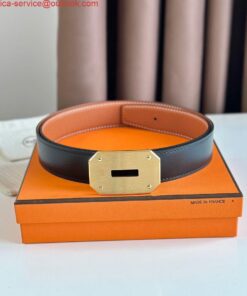 Replica Hermes Neo Reversible Belt 32MM in Gold Clemence Leather 2
