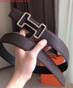 Replica Hermes Tonight 38MM Reversible Belt In Cafe Clemence Leather 2