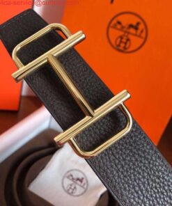 Replica Hermes Royal 38MM Reversible Belt In Cafe Clemence Leather