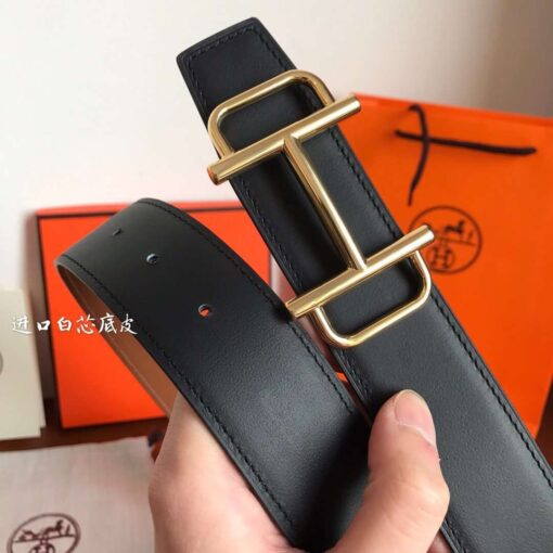 Replica Hermes Royal 38MM Reversible Belt In Brown Clemence Leather 2