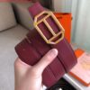 Replica Hermes Pad Reversible Belt In Ruby/Brown Epsom Leather