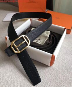 Replica Hermes Pad Reversible Belt In Black Clemence Leather 2