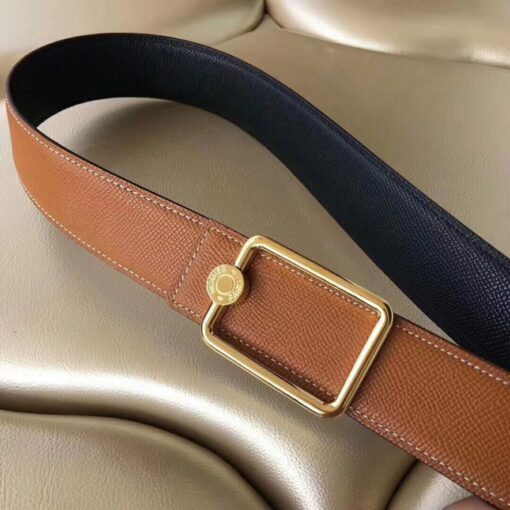 Replica Hermes Oscar Buckle 40 MM Belt Brown Reversible Leather 2