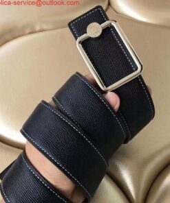 Replica Hermes Oscar Buckle 40 MM Belt Black Reversible Leather