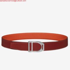 Replica Hermes Etrier Buckle Belt & Orange Clemence 32 MM Strap