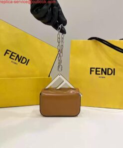 Replica Fendi 7AS173 Fendi First Sight Brown leather Nano bag 2