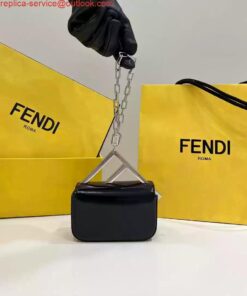 Replica Fendi 7AS173 Fendi First Sight Black leather Nano bag 2