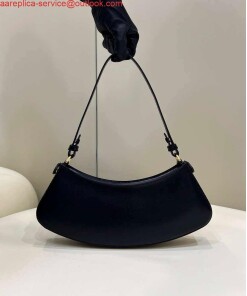 Replica Fendi O'Lock Swing Camellia leather pouch 8BS068 Black