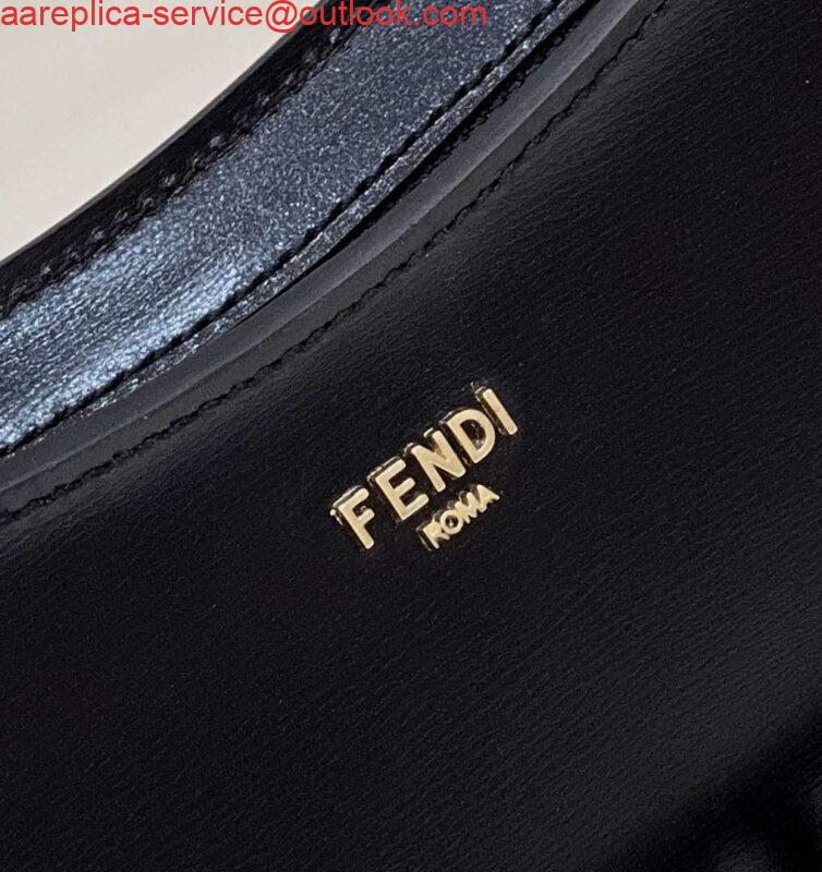 Replica Fendi O'Lock Swing Camellia leather pouch 8BS068 Black 4