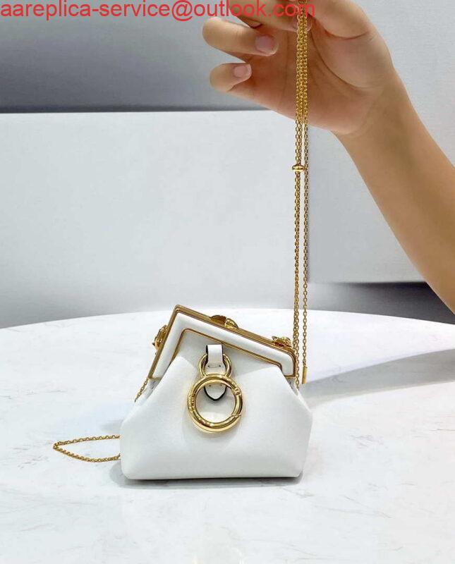 Replica Fendi 7AS051 Nano Fendi First Charm Charm in White nappa leather 3