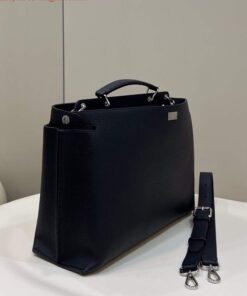 Replica Fendi 7VA529 Peekaboo ISeeU Medium Black Leather Bag 2