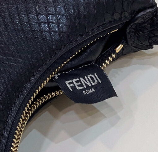 Replica Fendi 7AS089 Nano Fendigraphy Black Snake skin leather Charm 80056S 6