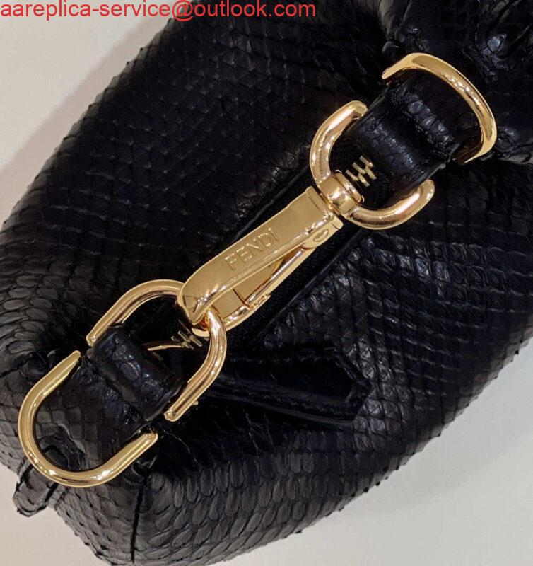 Replica Fendi 7AS089 Nano Fendigraphy Black Snake skin leather Charm 80056S 7