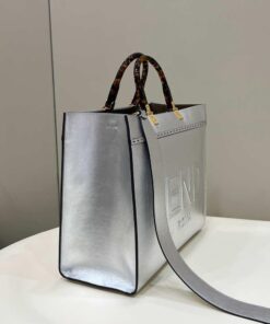 Replica Fendi 8553 Sunshine Medium Bag 8BH386 Silver Laminated leather shopper