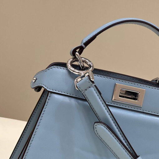 Replica Fendi 8BN335 Peekaboo ISeeU Petite Light Blue Padded Nappa Leather Bag 5