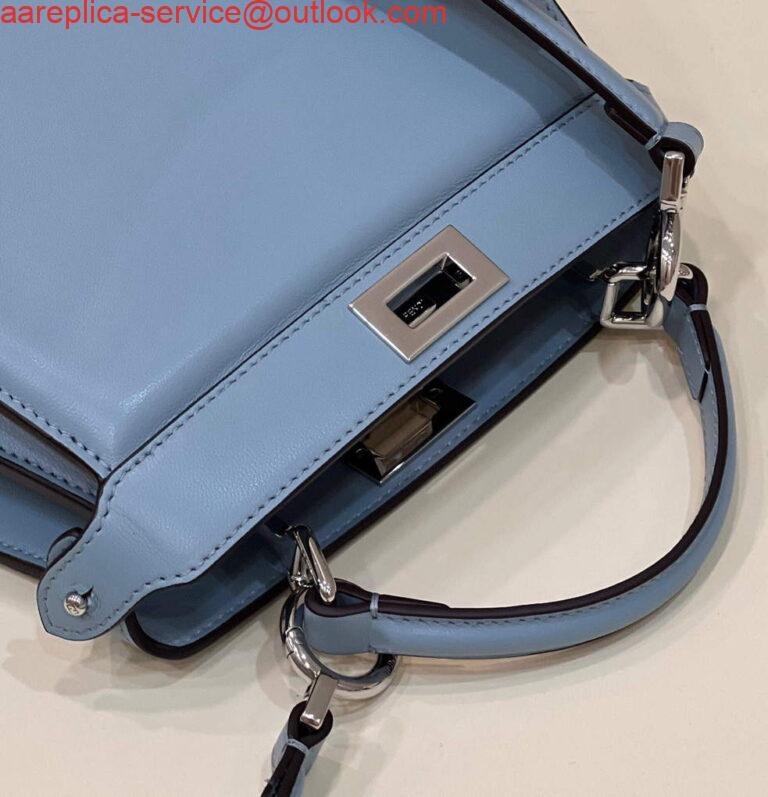 Replica Fendi 8BN335 Peekaboo ISeeU Petite Light Blue Padded Nappa Leather Bag 6