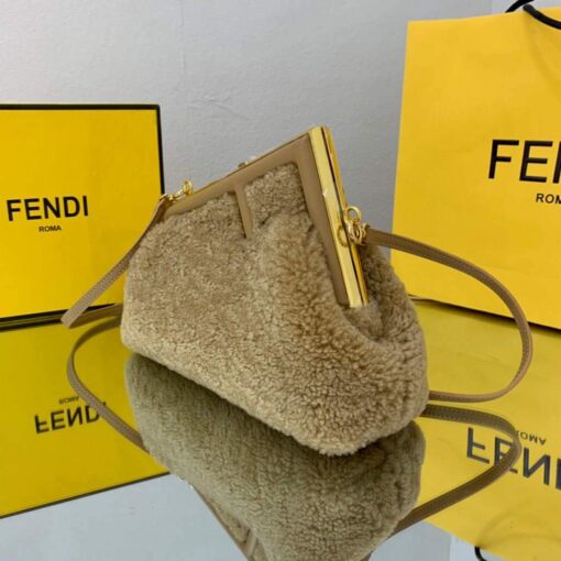 Replica Fendi First Small Sheepskin Bag 8BP129 Tan 3