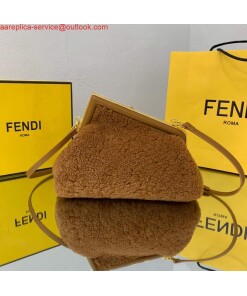 Replica Fendi First Small Sheepskin Bag 8BP129 Brown