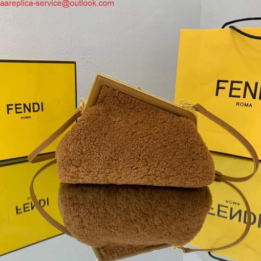 Replica Fendi First Small Sheepskin Bag 8BP129 Brown