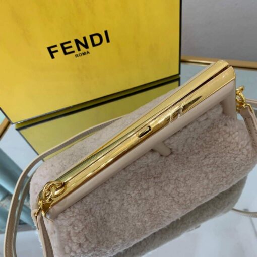 Replica Fendi First Small Sheepskin Bag 8BP129 Beige 4