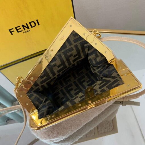 Replica Fendi First Small Sheepskin Bag 8BP129 Beige 5