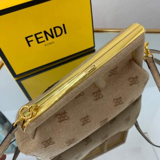 Replica Fendi First Small flannel Bag 8BP129 Tan 4