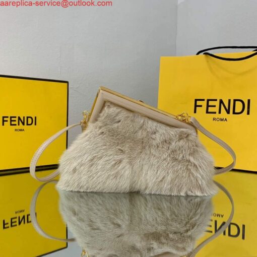 Replica Fendi FIRST Small Bag Fox fur Bag 8BP129 Apricot