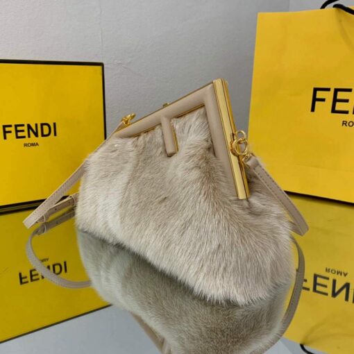 Replica Fendi FIRST Small Bag Fox fur Bag 8BP129 Apricot 3