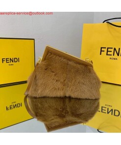 Replica Fendi FIRST Small Bag Fox fur Bag 8BP129 Brown