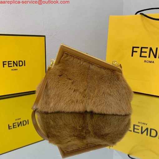 Replica Fendi FIRST Small Bag Fox fur Bag 8BP129 Brown