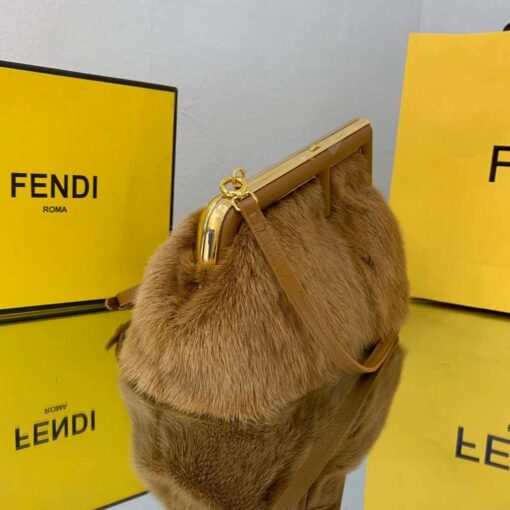 Replica Fendi FIRST Small Bag Fox fur Bag 8BP129 Brown 2