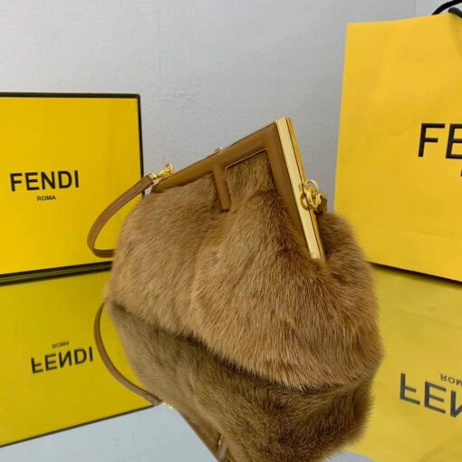Replica Fendi FIRST Small Bag Fox fur Bag 8BP129 Brown 3