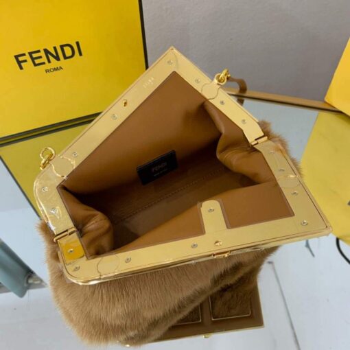 Replica Fendi FIRST Small Bag Fox fur Bag 8BP129 Brown 5