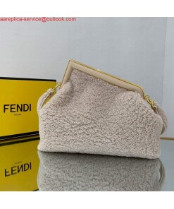 Replica Fendi First Medium Sheepskin Bag 8BP127 Beige